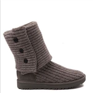 UGG Button Cardi Lattice Knit grey boots